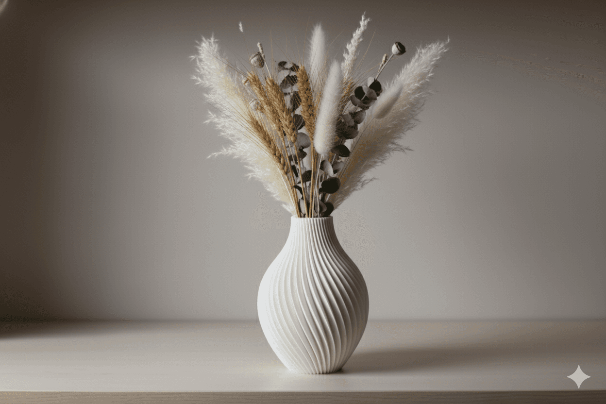 Vaso Espiral Frisado com linhas curvas