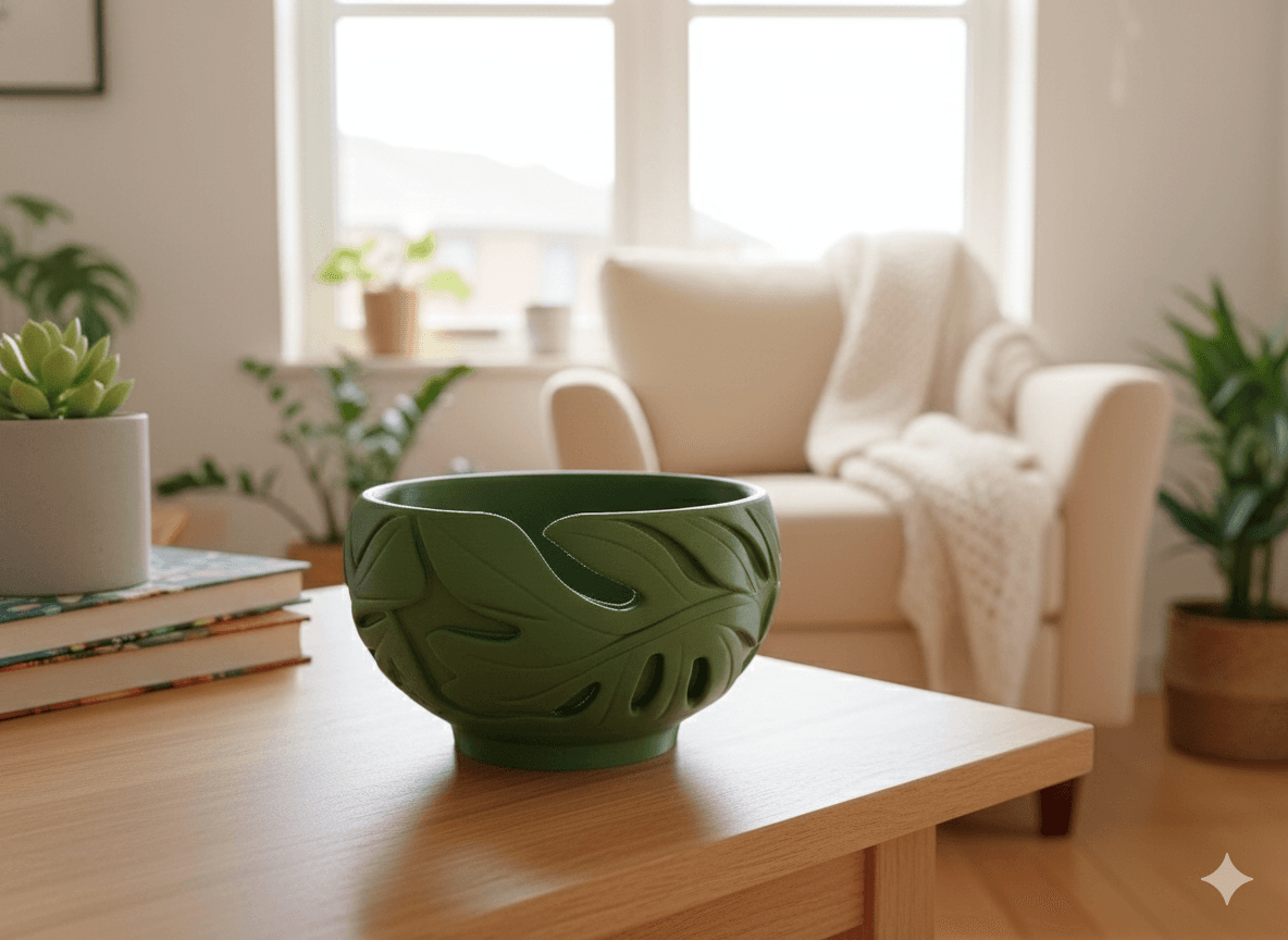 Vasilha com textura de folhas